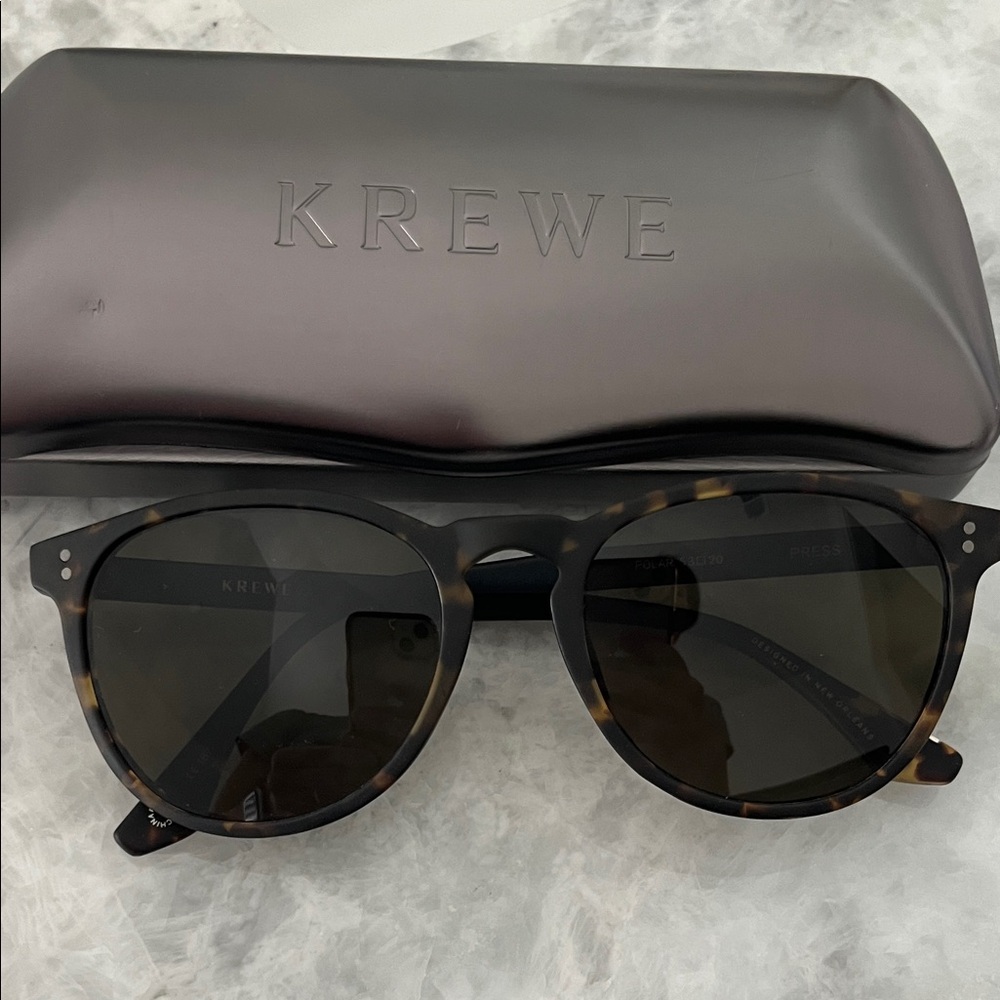 KREWE Tortoise Shell Sunglasses with Black Lenses